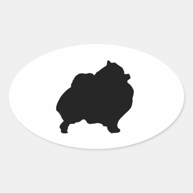 pomeranian silhouette oval sticker (Front)