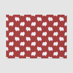 Pomeranian Silhouettes Pattern Red Tissue Paper