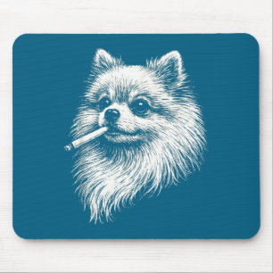 Pomeranian Smoking Meme Dog Illustration Mouse Mat