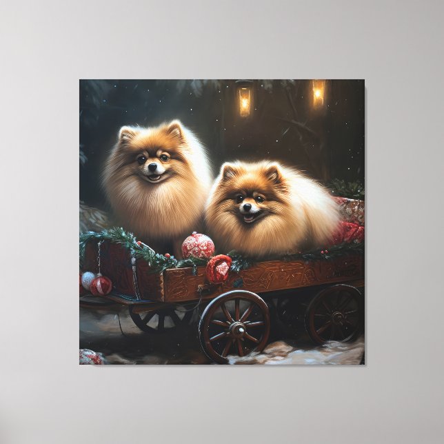 Pomeranian Snowy Sleigh Christmas Decor (Front)