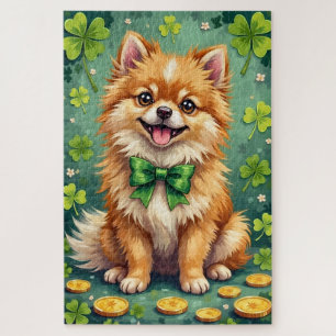 Pomeranian St Patrick’s Day Cute Lucky Dog Jigsaw Puzzle