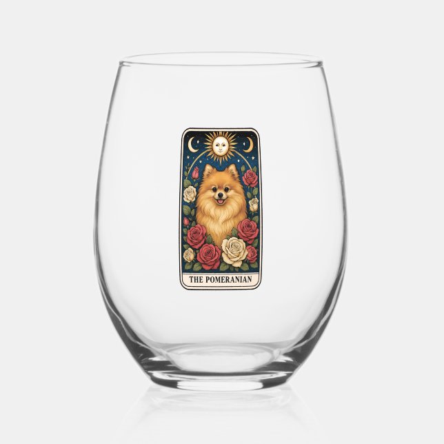 Pomeranian Stemless Wine Glass (Front)