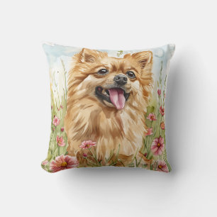Pomeranian Throw Pillow – Watercolor