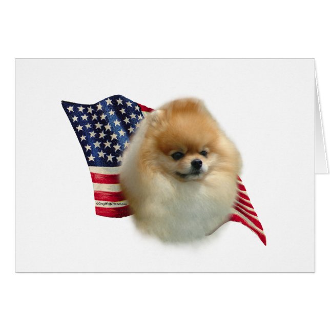 Pomeranian USA Flag; Patriotic Pomeranian, Pom (Front Horizontal)