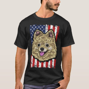 Pomeranian Usa Flag T-Shirt