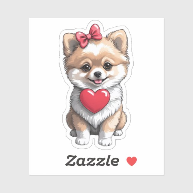 Pomeranian Valentine Heart 3 x 3 (Sheet)