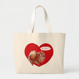Pomeranian Valentine Large Tote Bag