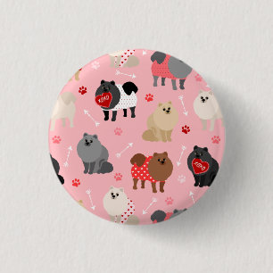 Pomeranian Valentine Pattern 3 Cm Round Badge