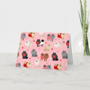 Pomeranian Valentine Pattern Holiday Card