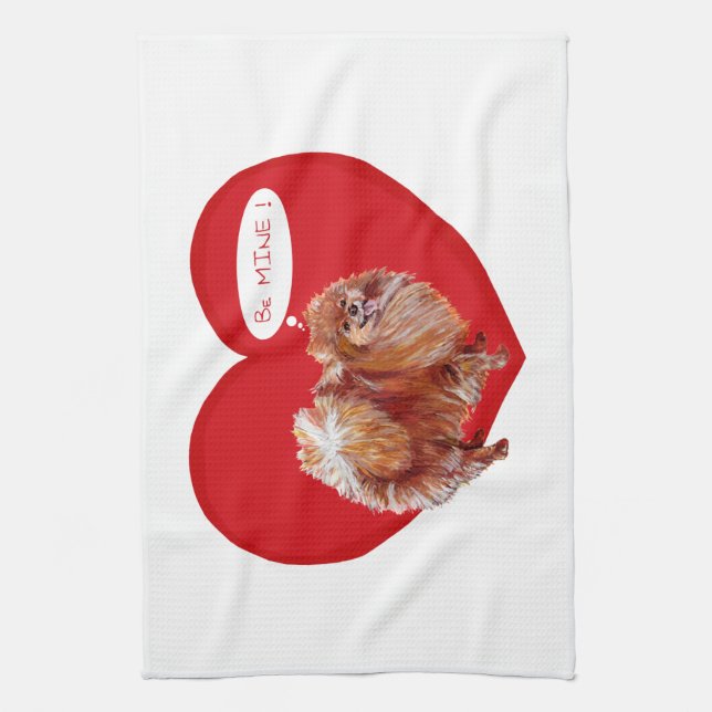 Pomeranian Valentine Tea Towel (Vertical)