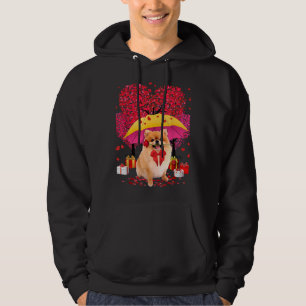 Pomeranian Valentines Day Three Tree And Raining H Hoodie