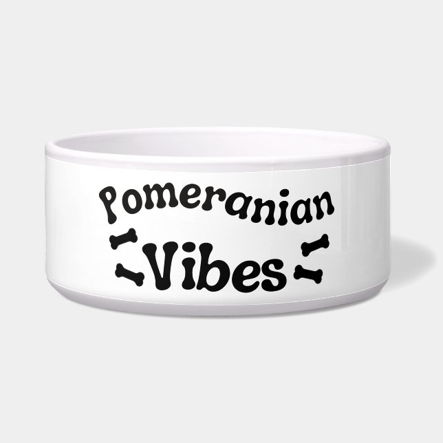 Pomeranian Vibes Ceramic Dog Bowl  (Left)