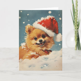 Pomeranian vintage personalised Christmas Holiday Card