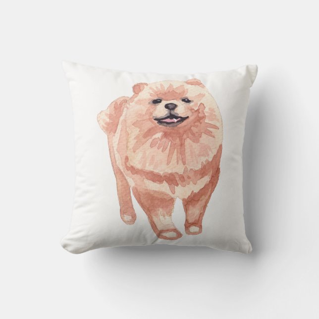Pomeranian Water Colour Art Painting Cushion (Front)