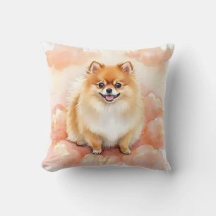 Pomeranian Watercolor Cloud Puff Art Cushion