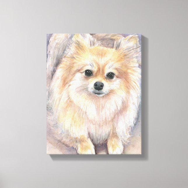 Pomeranian Watercolor Painting Pom Canvas Print (Front)