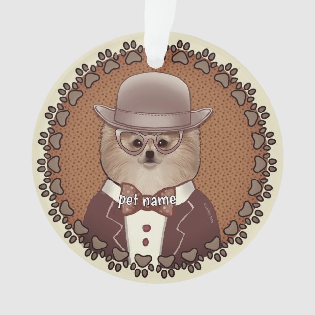 Pomeranian wearing glasses Ornament (Front)