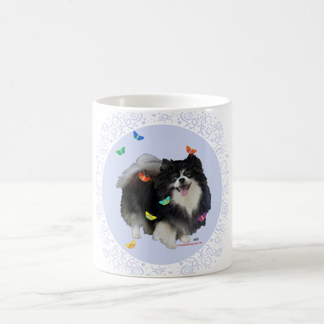 Pomeranian with Butterflies Coffee Mug (Center)