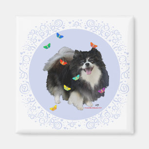 Pomeranian with Butterflies Magnet