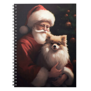 Pomeranian With Santa Claus Festive Christmas Notebook