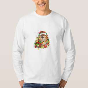 Pomeranian Wrapped in Christmas Lights T-Shirt