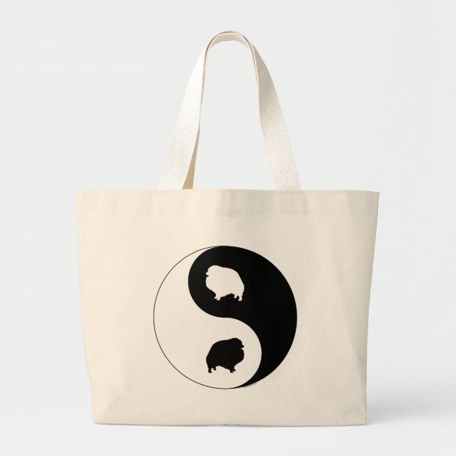 Pomeranian Yin Yang Large Tote Bag (Front)