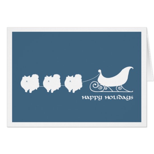 Pomeranians Pulling Santa's Sleigh Card