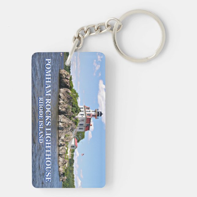 Pomham Rocks Lighthouse, Rhode Island Key Ring (Back)