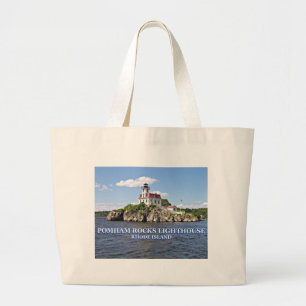 Pomham Rocks Lighthouse, Rhode Island Large Tote Bag