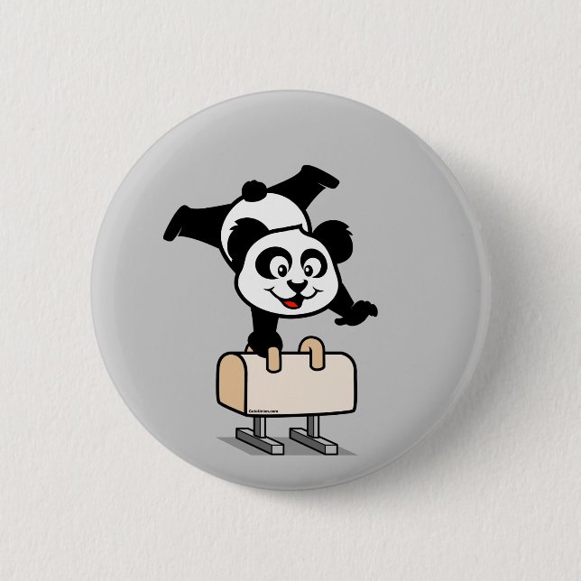 Pommel Horse Panda 6 Cm Round Badge (Front)