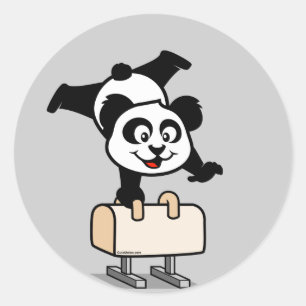 Pommel Horse Panda Classic Round Sticker