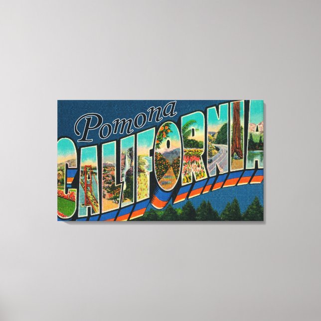 Pomona, California - Large Letter Scenes Canvas Print (Front)