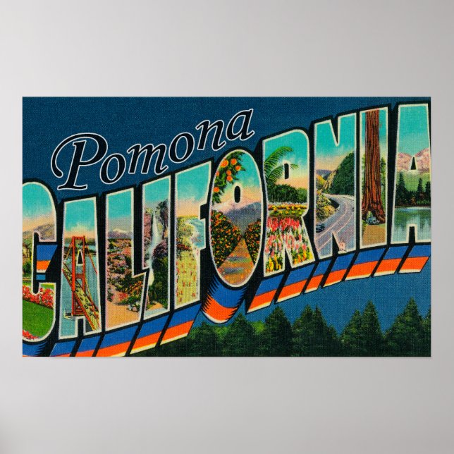 Pomona, California - Large Letter Scenes Poster (Front)