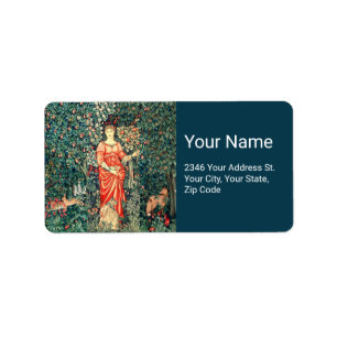 POMONA HOLDING FRUITS IN GREENERY, FOREST ANIMALS  LABEL