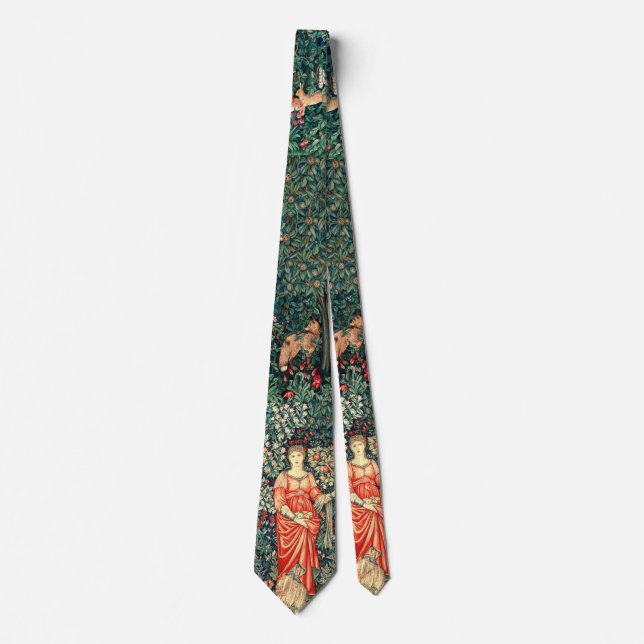 POMONA HOLDING FRUITS IN GREENERY, FOREST ANIMALS  TIE (Front)