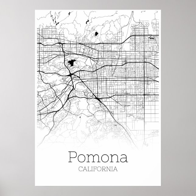 Pomona Map - California - City Map Poster (Front)