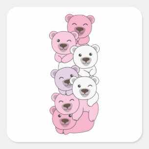 Pomosexual Flag Pride Lgbtq Cute Bear Pile Square  Sticker