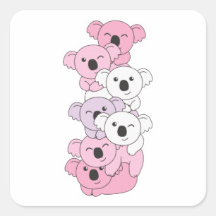 Pomosexual Flag Pride Lgbtq Cute Koala Pile Square Square Sticker