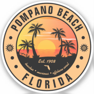 Pompano Beach Florida Retro Sunset Souvenir 80s