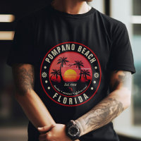 Pompano Beach Florida Retro Sunset Souvenir 80s