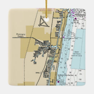 Pompano Beach Nautical Chart Ceramic Ornament