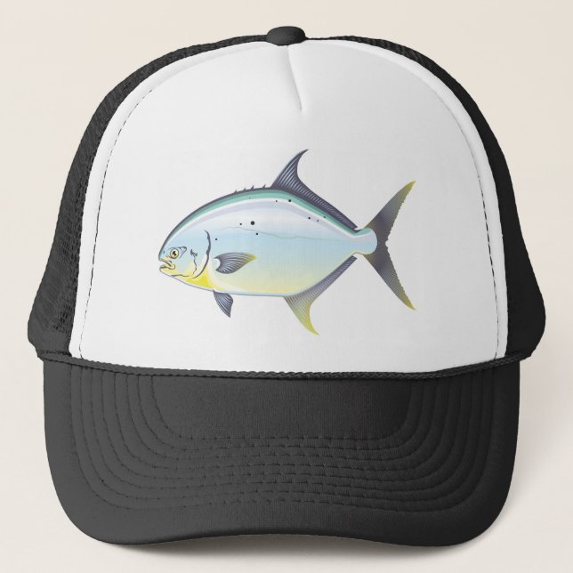 Pompano Florida fish vector illustration Trucker Hat (Front)