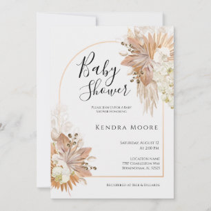 Pompas Grass Arched Frame Baby Shower Invitation