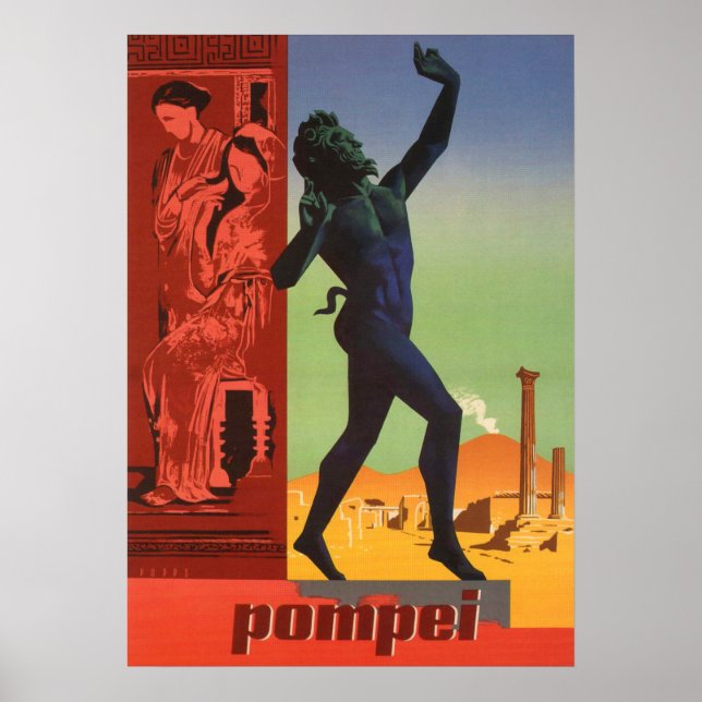 Pompei, Italy Vintage Travel Poster (Front)