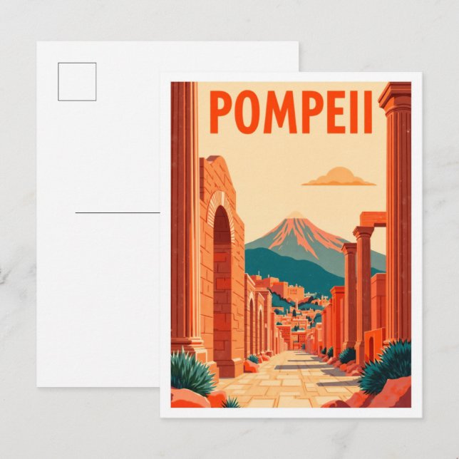 Pompeii Art Vintage Illustration Travel Postcard (Front/Back)