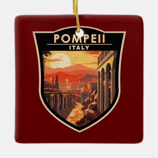 Pompeii Campania Italy Travel Art Vintage Ceramic Ornament (Front)