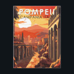 Pompeii Campania Italy Travel Art Vintage Postcard<br><div class="desc">Pompeii vector artwork. Once a thriving and sophisticated Roman city,  Pompeii was buried under metres of ash and pumice after the catastrophic eruption of Mount Vesuvius in 79 A.D.</div>