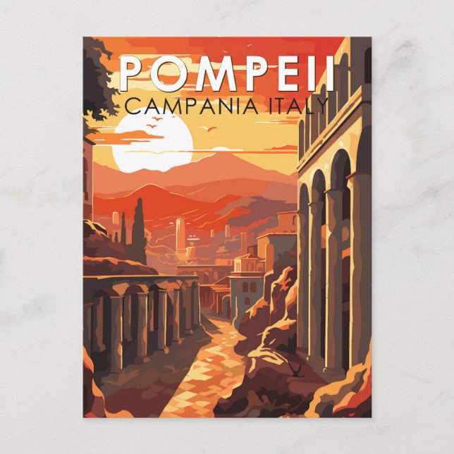 Pompeii Campania Italy Travel Art Vintage Postcard (Front)