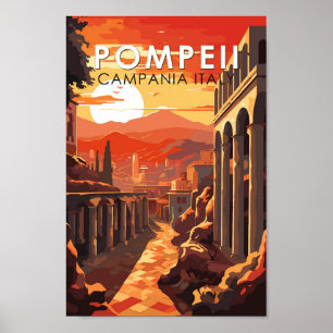 Pompeii Campania Italy Travel Art Vintage Poster