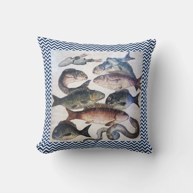 POMPEII COLLECTION / FISHES OCEAN - SEA LIFE SCENE CUSHION (Front)